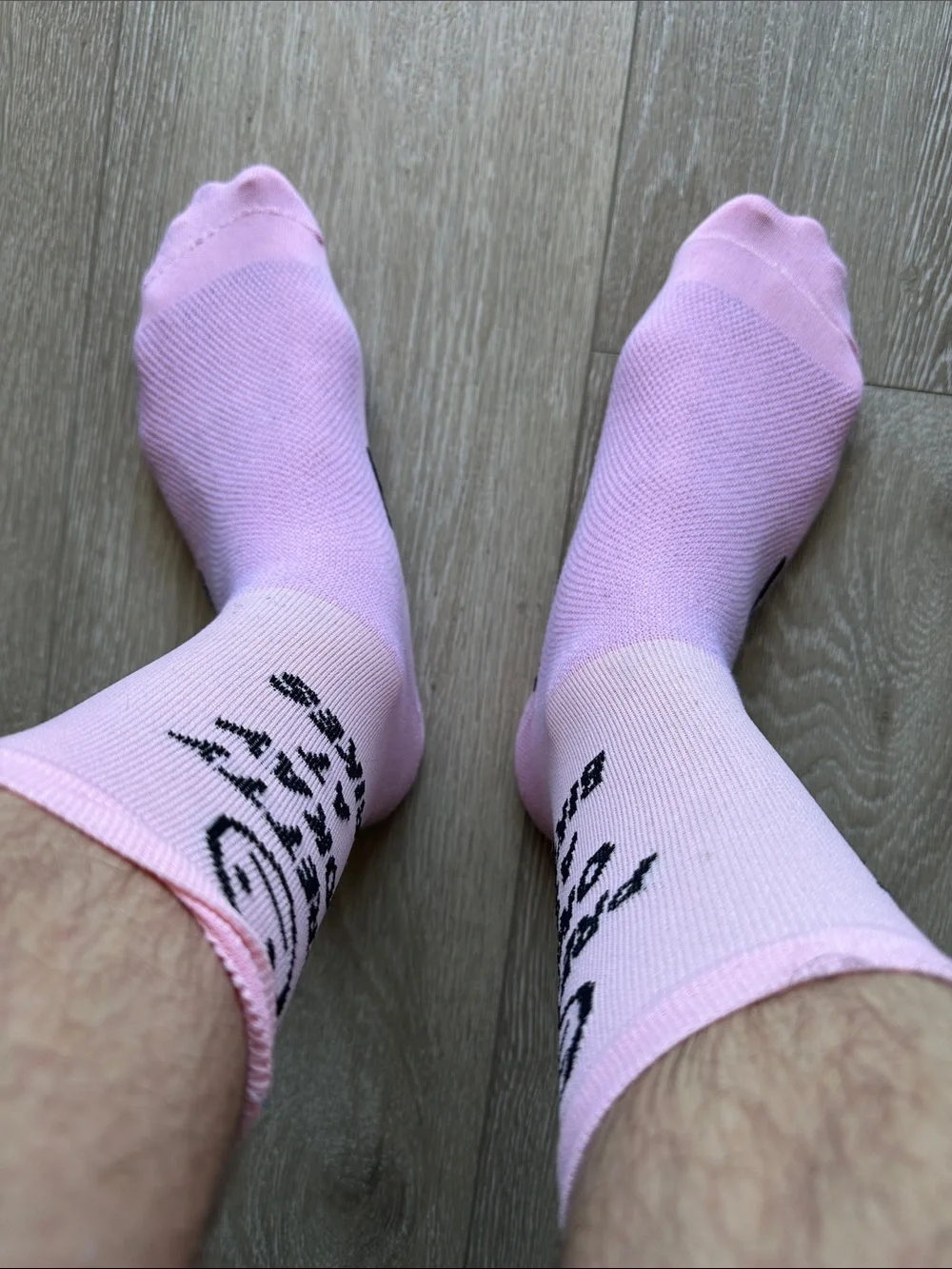“Pretty Okay At Bikes” Pink Crew Socks